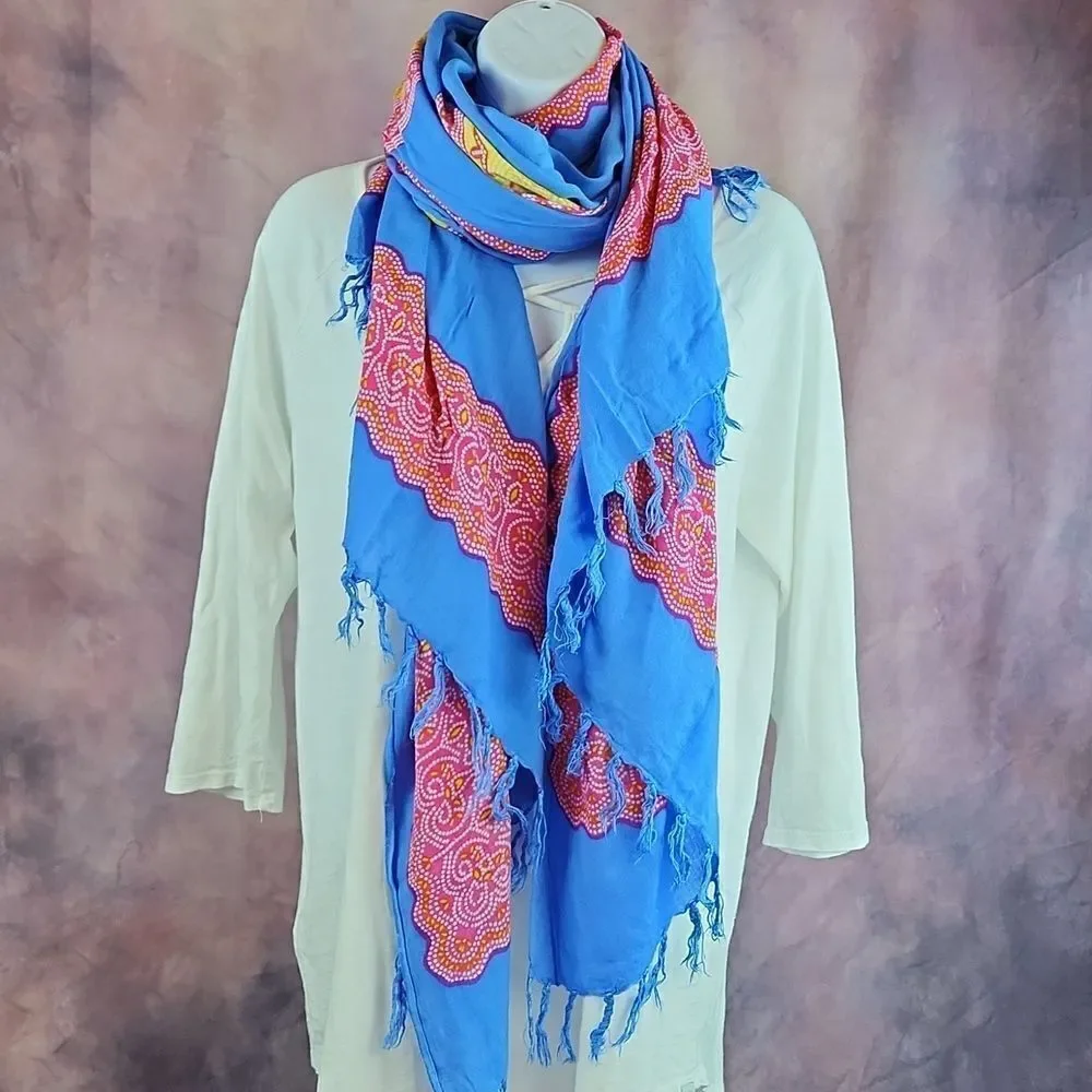 🔺️Blue, Pink, & Yellow Floral Print Scarf/Wrap